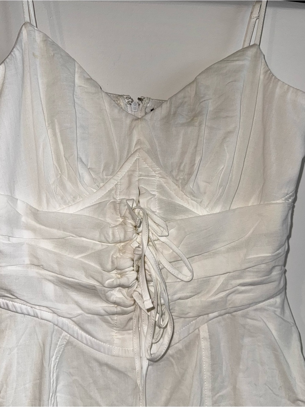 Trixxi White Spaghetti-Strap Lace-Up Mini Dress - Picture 2 of 11